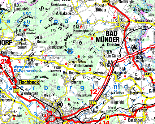 Welliehausen - Unsen - Holtensen - Flegesen - Hamelspringe - Bakede - Hilligsfeld - Hameln - Hachmühlen